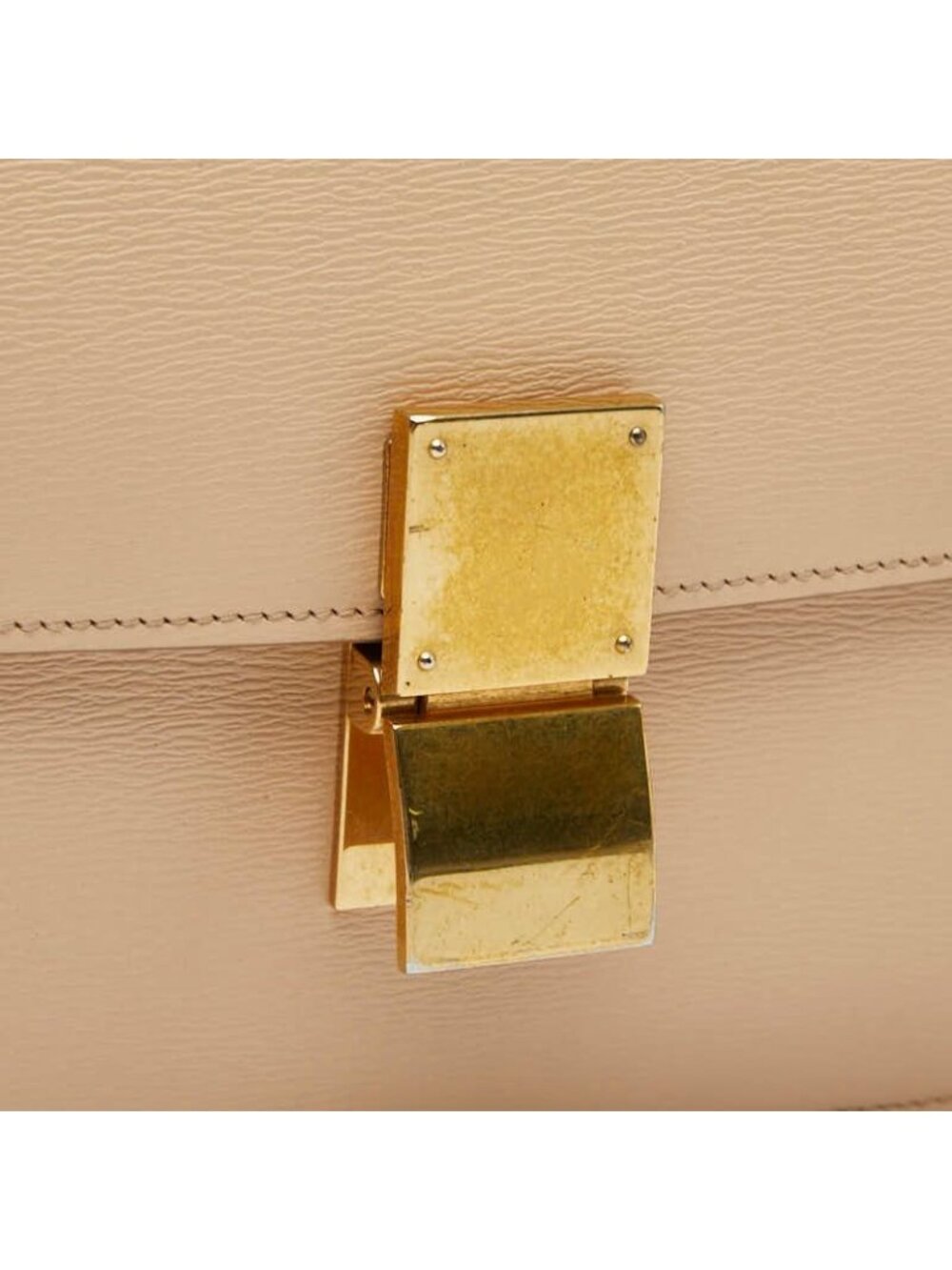 Celine Classic Box Crossbody Shoulder Bag Beige Leather - Picture 6 of 9